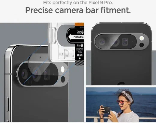 Spigen EZ Fit Optik Pro Google Pixel 9 Pro Camera Lens Protector Clear (2-Pack) afbeelding 4