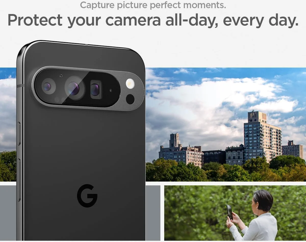 Spigen EZ Fit Optik Pro Google Pixel 9 Pro Camera Lens Protector Clear (2-Pack) afbeelding 6