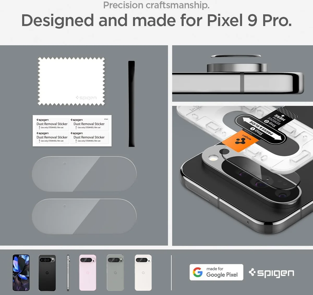 Spigen EZ Fit Optik Pro Google Pixel 9 Pro Camera Lens Protector Clear (2-Pack) afbeelding 7