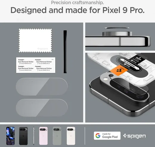 Spigen EZ Fit Optik Pro Google Pixel 9 Pro Camera Lens Protector Clear (2-Pack) afbeelding 7