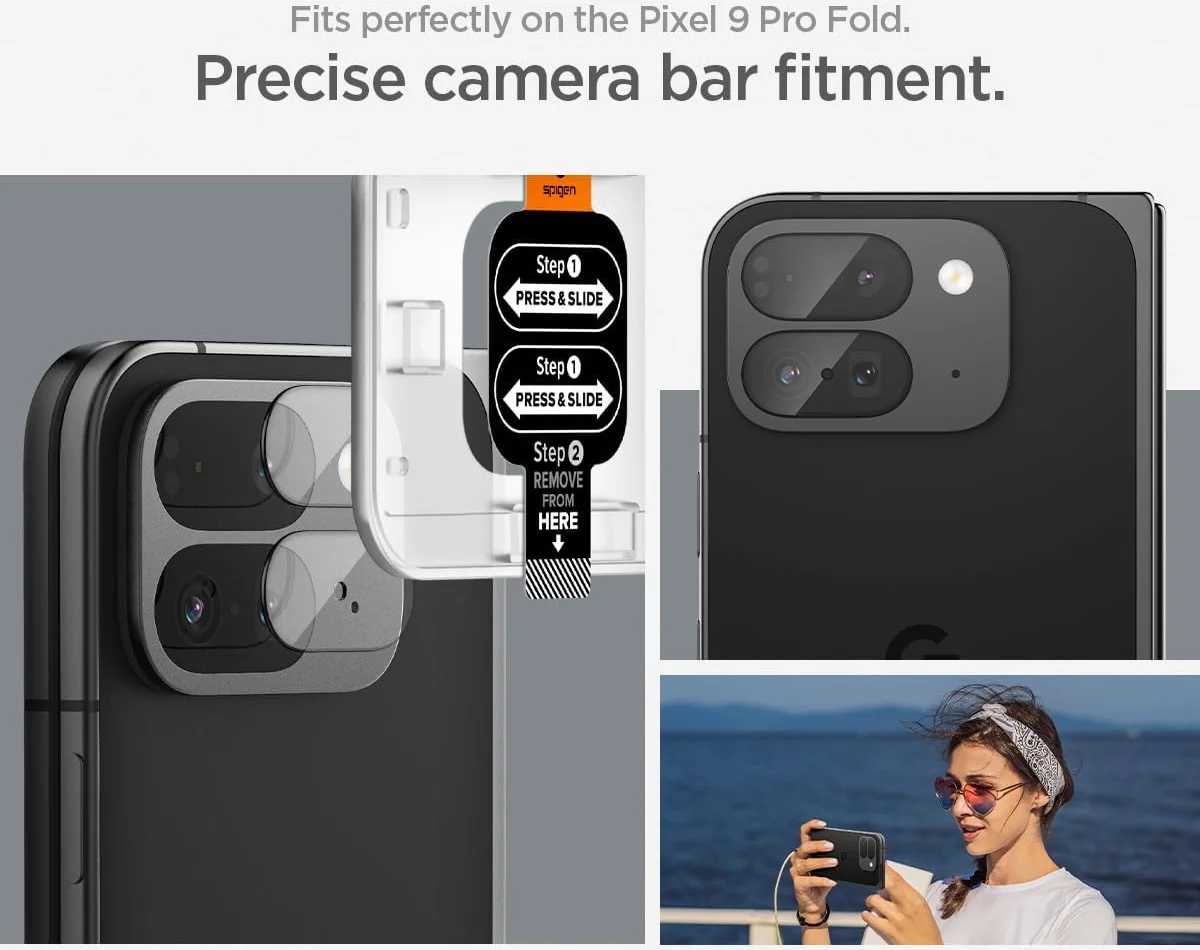 Spigen Optik Pro Google Pixel 9 Pro Fold Camera Lens Protector Clear (2-Pack) afbeelding 6