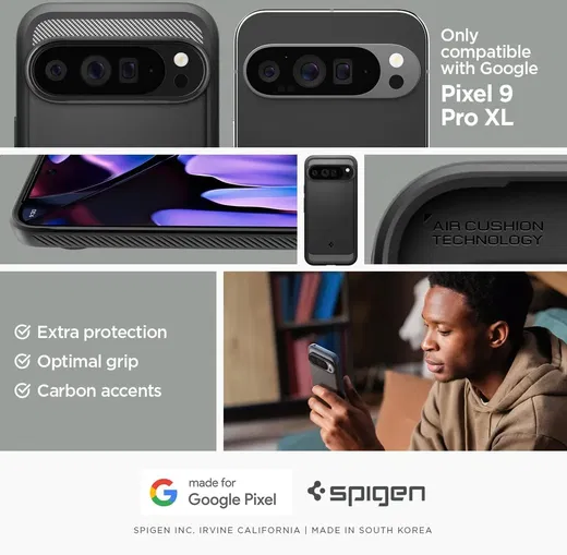 Spigen Rugged Armor Google Pixel 9 Pro XL Hoesje Back Cover Zwart afbeelding 3