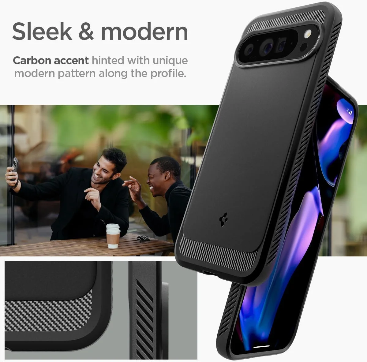 Spigen Rugged Armor Google Pixel 9 Pro XL Hoesje Back Cover Zwart afbeelding 4