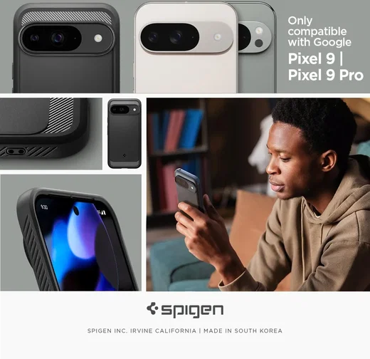 Spigen Rugged Armor Google Pixel 9 / 9 Pro Hoesje Back Cover Zwart afbeelding 3