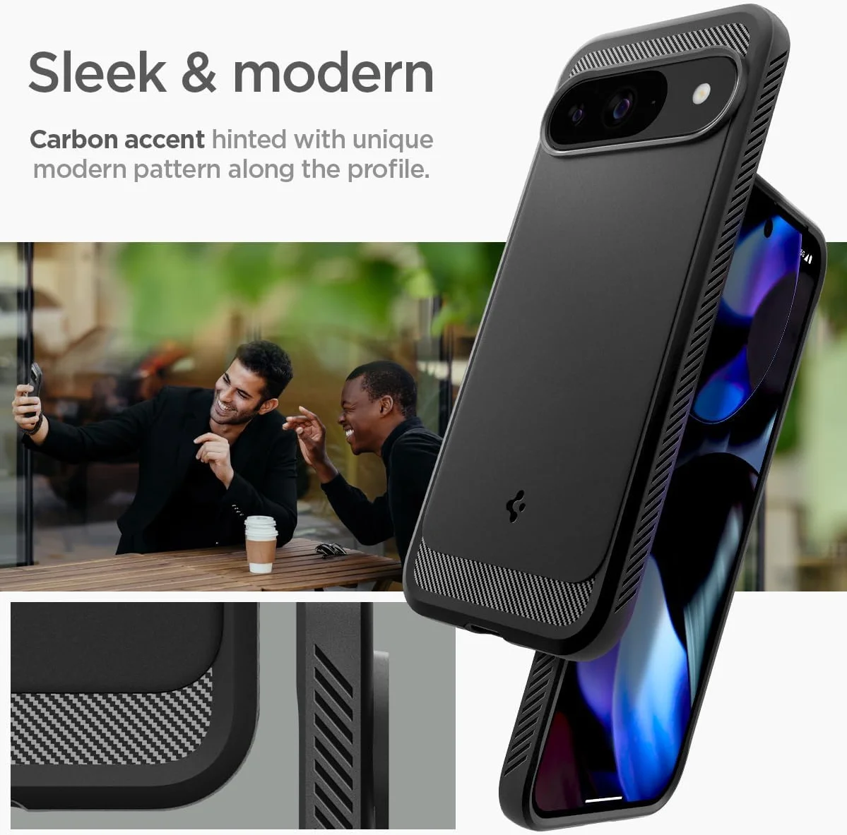 Spigen Rugged Armor Google Pixel 9 / 9 Pro Hoesje Back Cover Zwart afbeelding 4