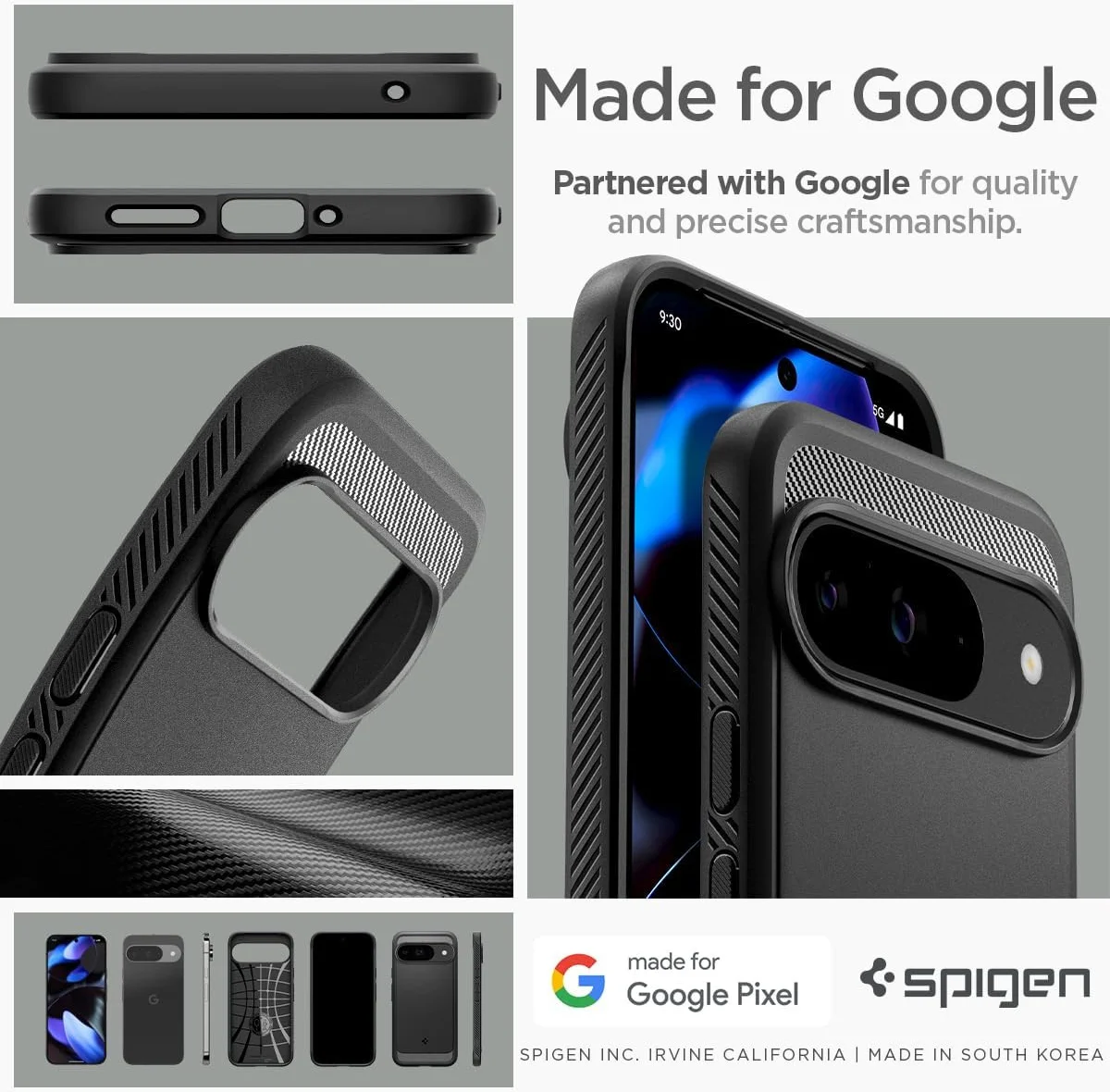 Spigen Rugged Armor Google Pixel 9 / 9 Pro Hoesje Back Cover Zwart afbeelding 8