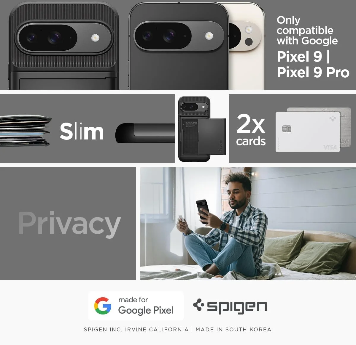 Spigen Slim Armor CS Google Pixel 9 / 9 Pro Hoesje Back Cover Zwart afbeelding 2