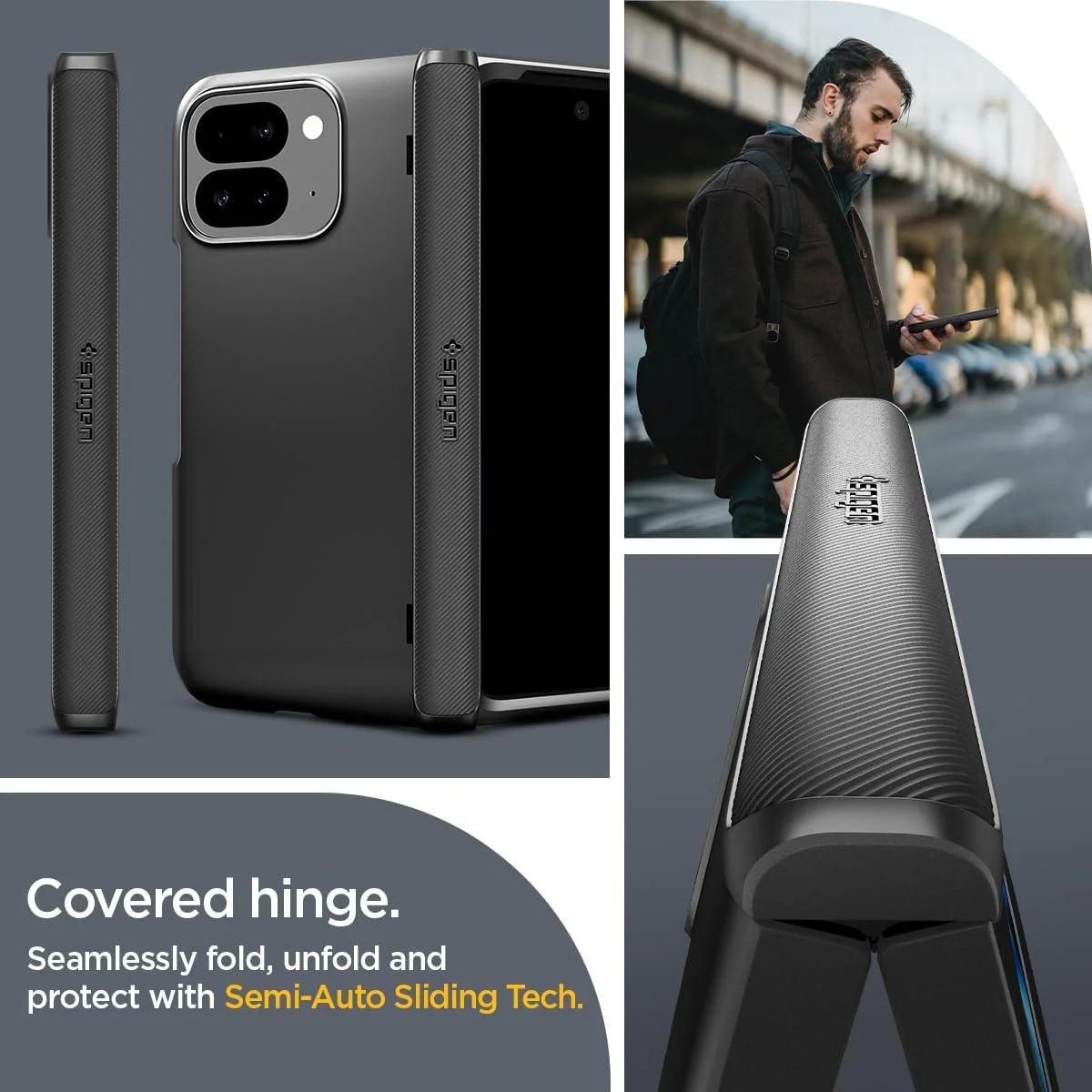 Spigen Slim Armor Pro Google Pixel 9 Pro Fold Hoesje Back Cover Zwart afbeelding 4
