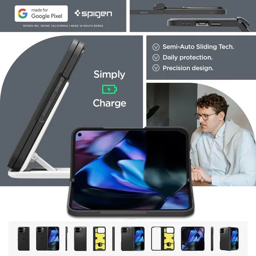 Spigen Slim Armor Pro Google Pixel 9 Pro Fold Hoesje Back Cover Zwart afbeelding 7