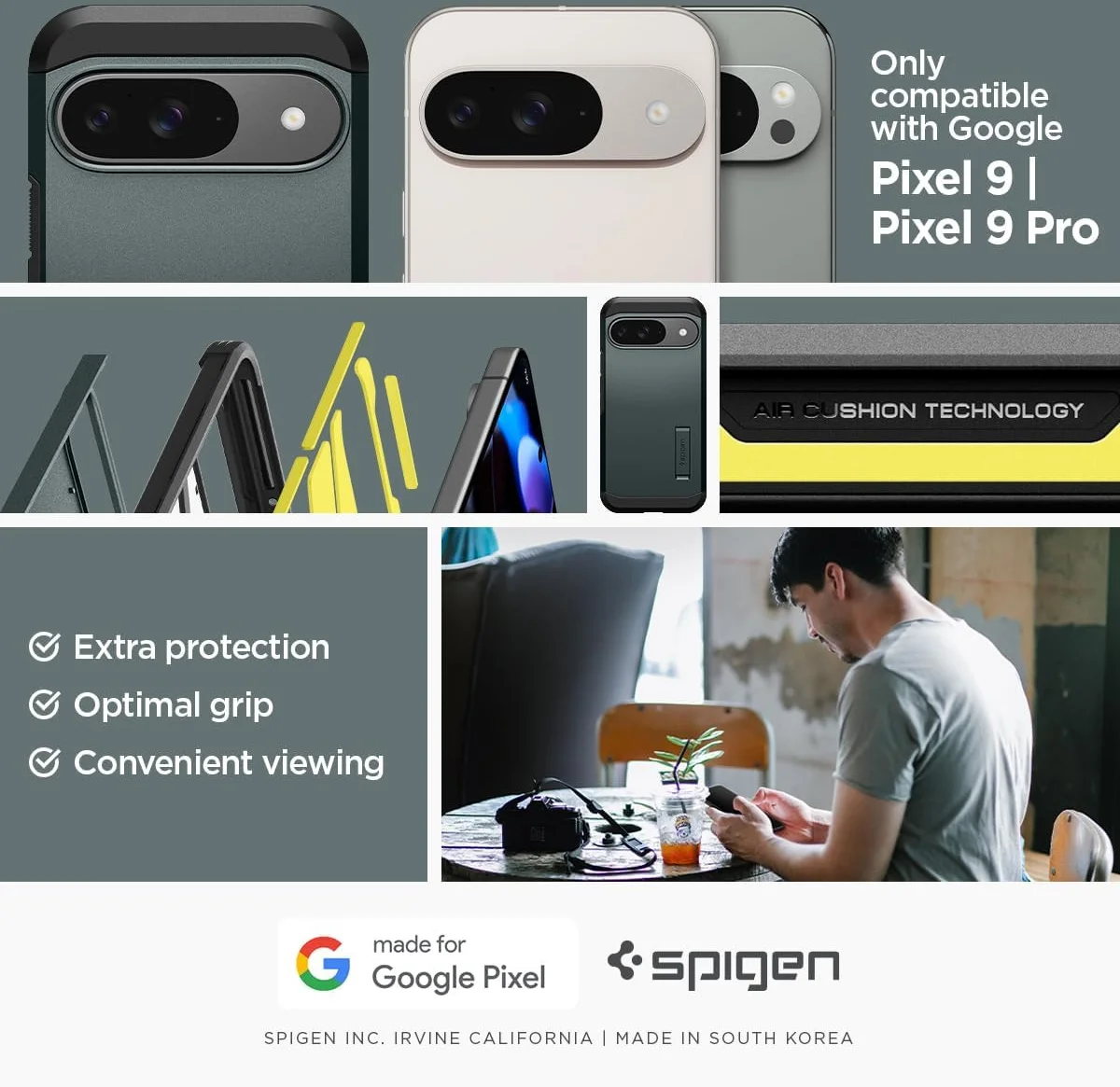 Spigen Tough Armor Google Pixel 9 / 9 Pro Hoesje Back Cover Groen afbeelding 2