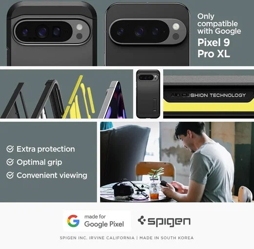 Spigen Tough Armor Google Pixel 9 / 9 Pro Hoesje Back Cover Zwart afbeelding 2