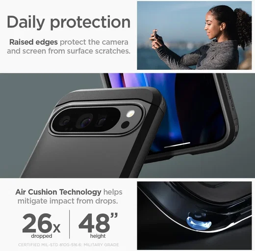 Spigen Tough Armor Google Pixel 9 / 9 Pro Hoesje Back Cover Zwart afbeelding 4