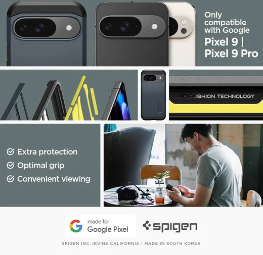 Spigen Tough Armor Google Pixel 9 / 9 Pro Hoesje Back Cover Metal Slate afbeelding 2