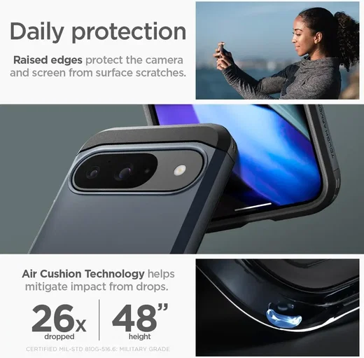 Spigen Tough Armor Google Pixel 9 / 9 Pro Hoesje Back Cover Metal Slate afbeelding 4