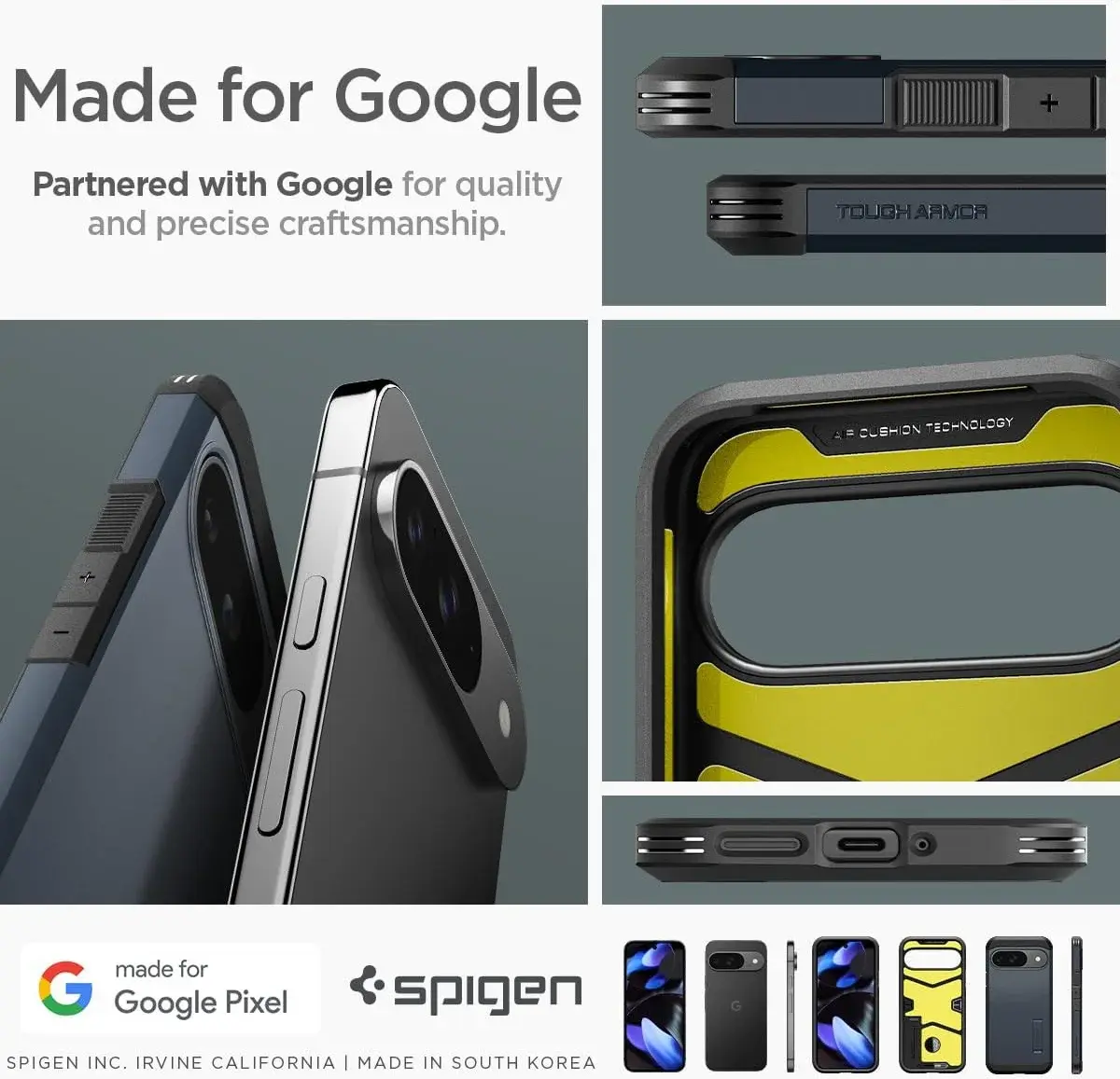 Spigen Tough Armor Google Pixel 9 / 9 Pro Hoesje Back Cover Metal Slate afbeelding 7