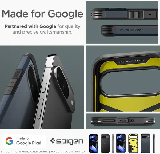 Spigen Tough Armor Google Pixel 9 / 9 Pro Hoesje Back Cover Metal Slate afbeelding 7