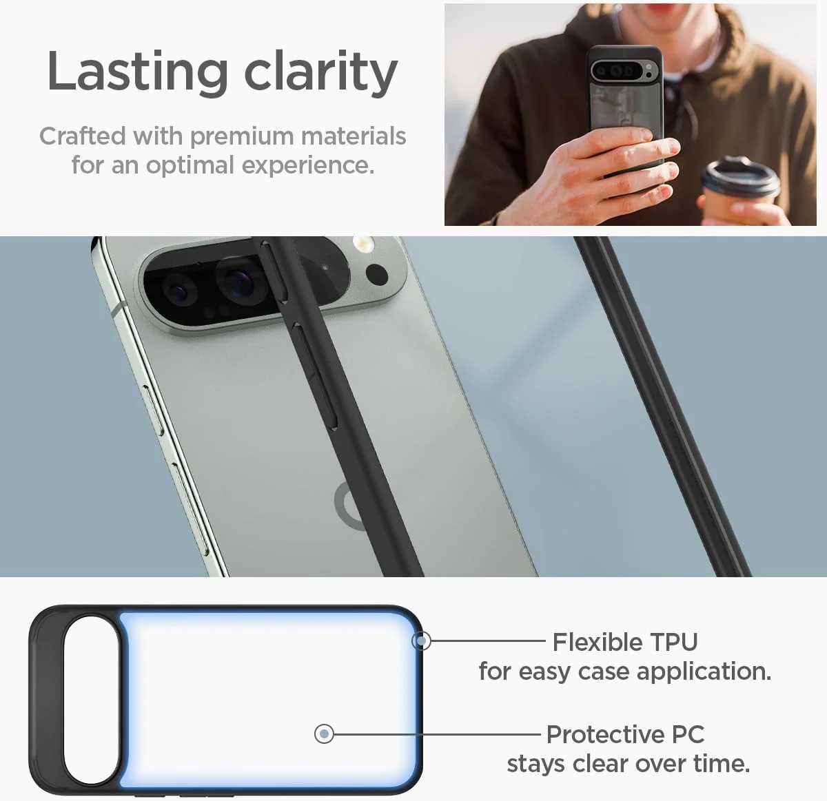 Spigen Ultra Hybrid Google Pixel 9 Pro XL Hoesje Back Cover Zwart afbeelding 4