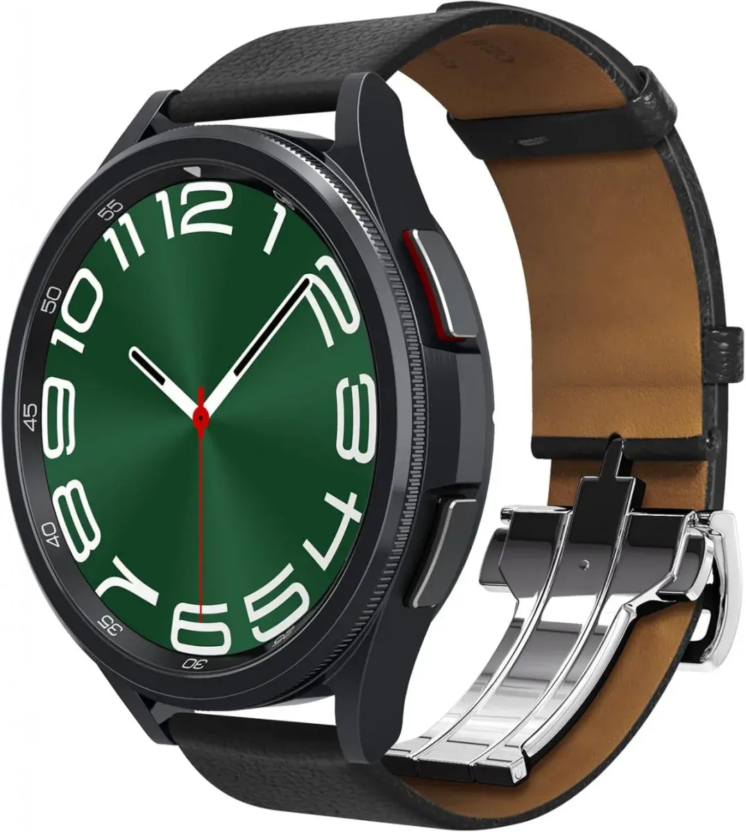 Spigen Enzo - Universeel Smartwatch 20MM Bandje - Echt Leer - Zwart afbeelding 1