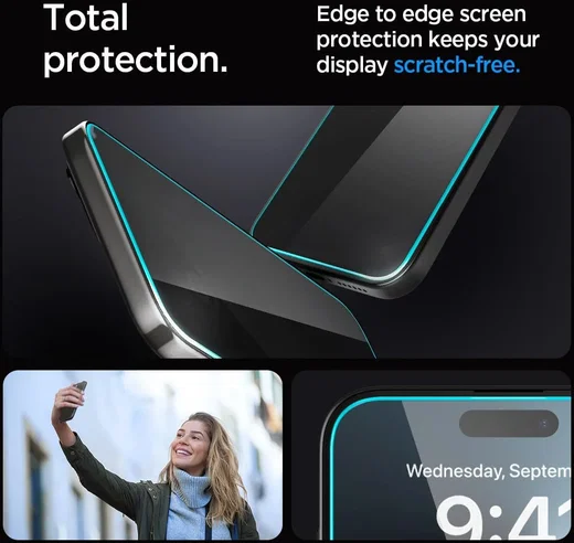 Spigen EZ Fit GLAS.tR Apple iPhone 15 Pro Privacy Glass 1-Pack afbeelding 6