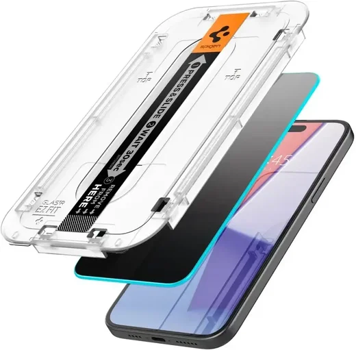 Spigen EZ Fit GLAS.tR Apple iPhone 15 Pro Privacy Glass 1-Pack afbeelding 2
