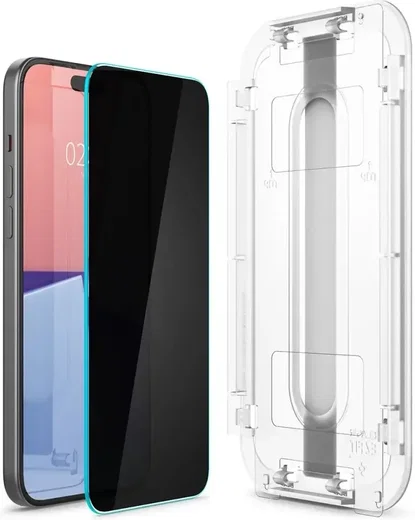 Spigen EZ Fit GLAS.tR Apple iPhone 15 Pro Privacy Glass 1-Pack afbeelding 9