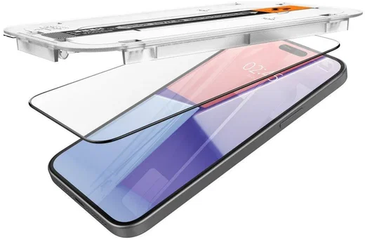 Spigen EZ Fit GLAS.tR Apple iPhone 15 Screen Protector Zwart (1-Pack) afbeelding 10
