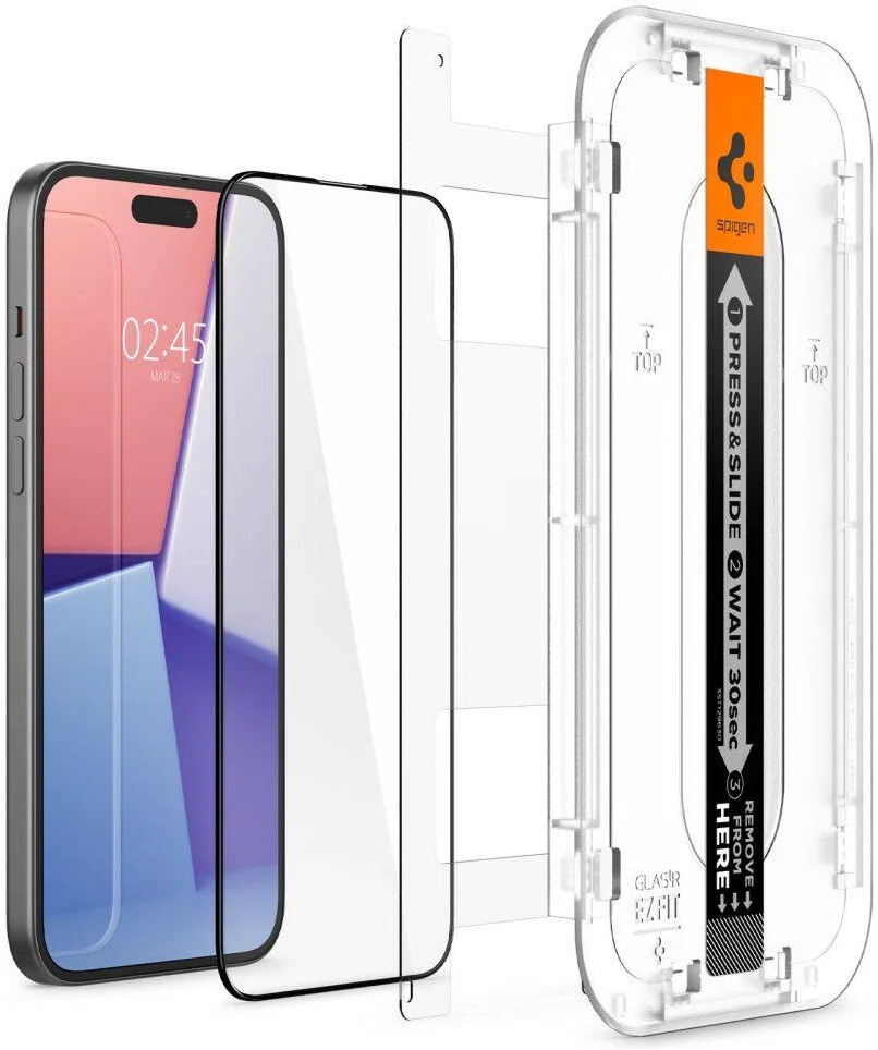 Spigen EZ Fit GLAS.tR Apple iPhone 15 Screen Protector Zwart (1-Pack) afbeelding 9