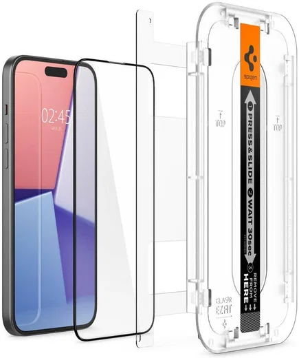Spigen EZ Fit GLAS.tR Apple iPhone 15 Screen Protector Zwart (1-Pack) afbeelding 9