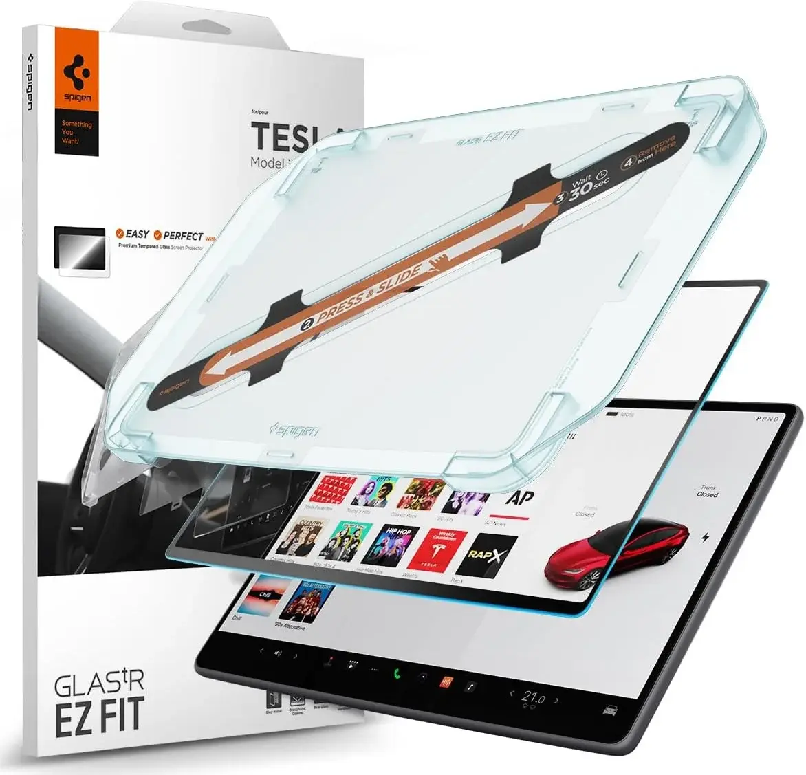 Spigen Glas.tR EZ Fit Tesla Model 3 / Y 15.4 (2026-2024) Screenprotector 9H Glas afbeelding 1