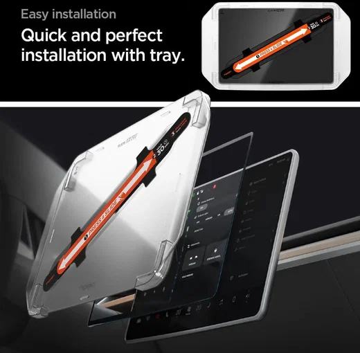 Spigen Glas.tR EZ Fit Tesla Model 3 / Y 15.4 (2026-2024) Screenprotector 9H Glas afbeelding 8