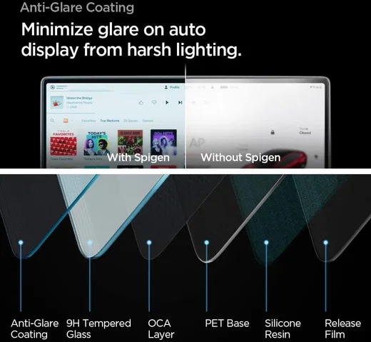 Spigen Glas.tR EZ Fit Tesla Model 3 / Y 15.4 (2026-2024) Screenprotector 9H Glas afbeelding 5