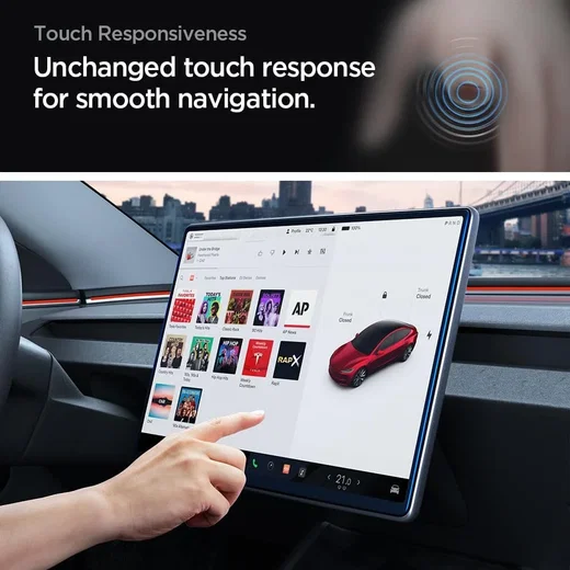 Spigen Glas.tR EZ Fit Tesla Model 3 / Y 15.4 (2026-2024) Screenprotector 9H Glas afbeelding 6