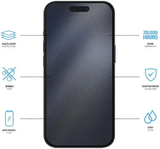 Eiger Mountain H.I.T Apple iPhone 16 Pro Max Scherm Folie (1-Pack) afbeelding 2