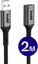 Buddi Flex USB-A Female naar USB-A Male Verlengkabel USB 3.0 2M Zwart