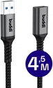 Buddi Flex USB-A Female naar USB-A Male Verlengkabel USB 3.0 4.5M Zwart