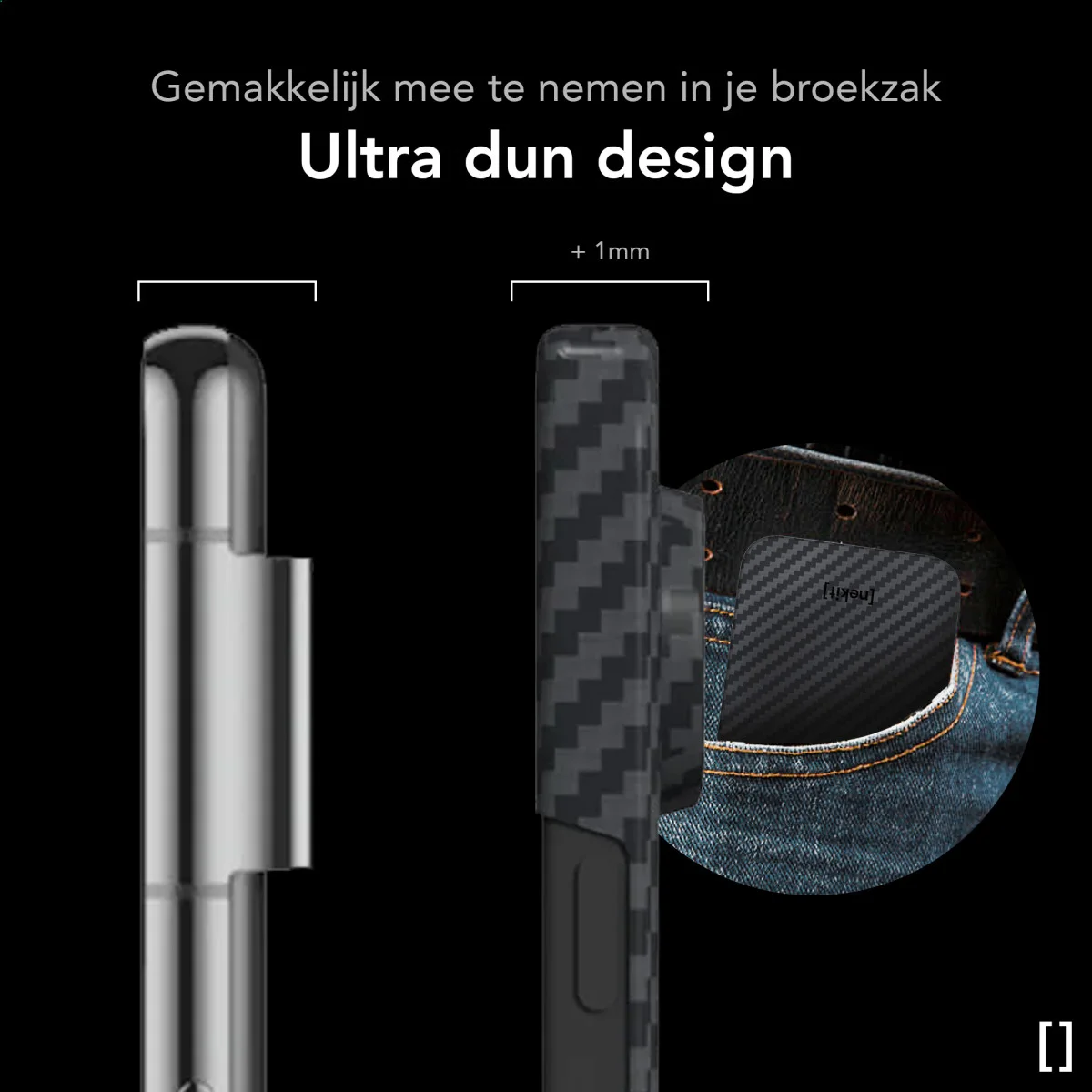 NEKIT Fiber Google Pixel 9 Pro XL Hoesje MagSafe Kevlar Back Cover Dun Zwart afbeelding 3