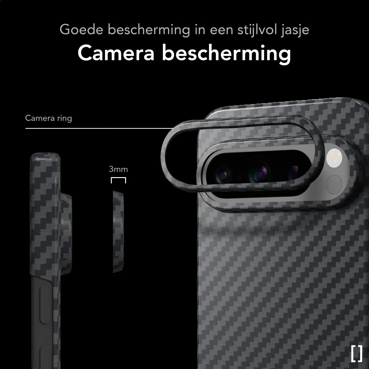 NEKIT Fiber Google Pixel 9 Pro XL Hoesje MagSafe Kevlar Back Cover Dun Zwart afbeelding 2