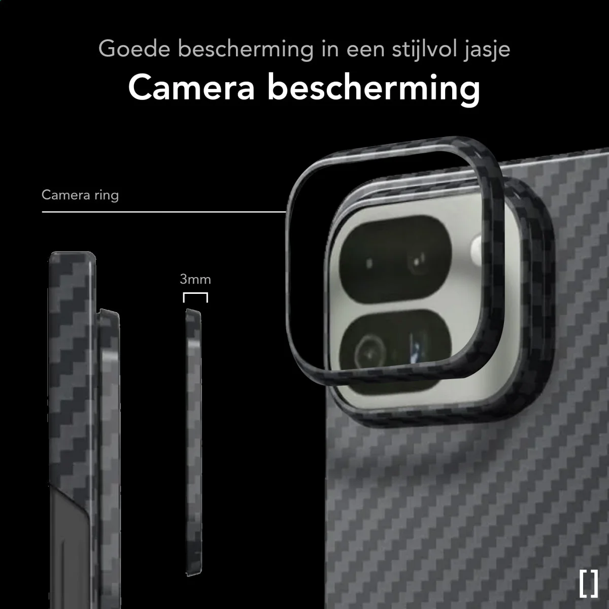 NEKIT Fiber Google Pixel 9 Pro Fold Hoesje MagSafe Kevlar Back Cover Dun Zwart afbeelding 3
