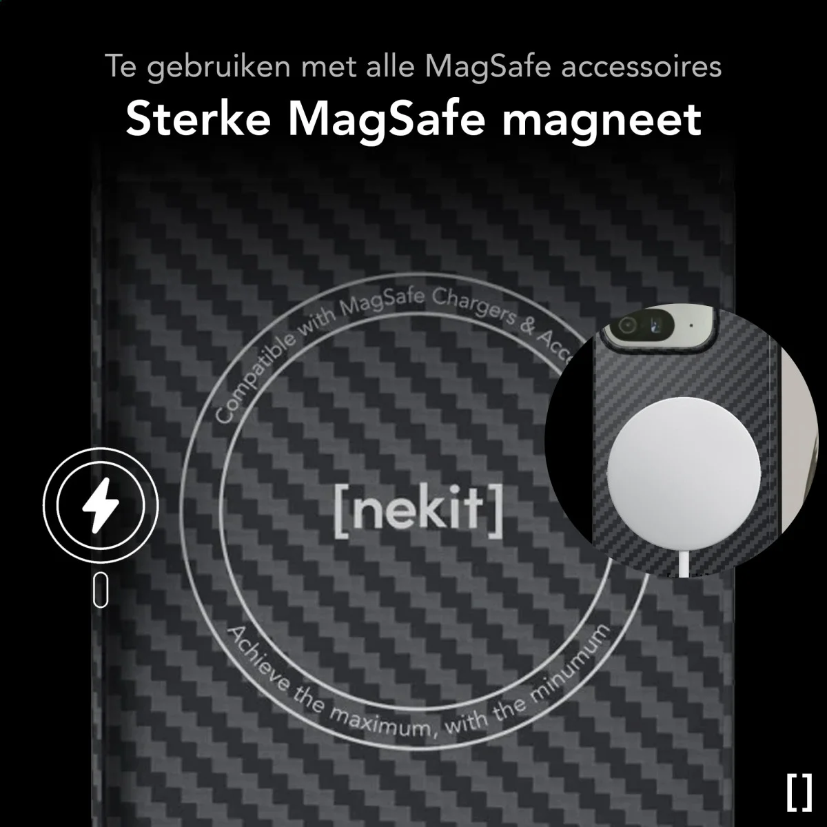 NEKIT Fiber Google Pixel 9 Pro Fold Hoesje MagSafe Kevlar Back Cover Dun Zwart afbeelding 5