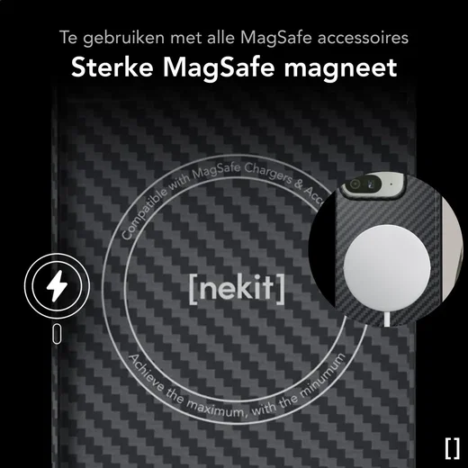 NEKIT Fiber Google Pixel 9 Pro Fold Hoesje MagSafe Kevlar Back Cover Dun Zwart afbeelding 5