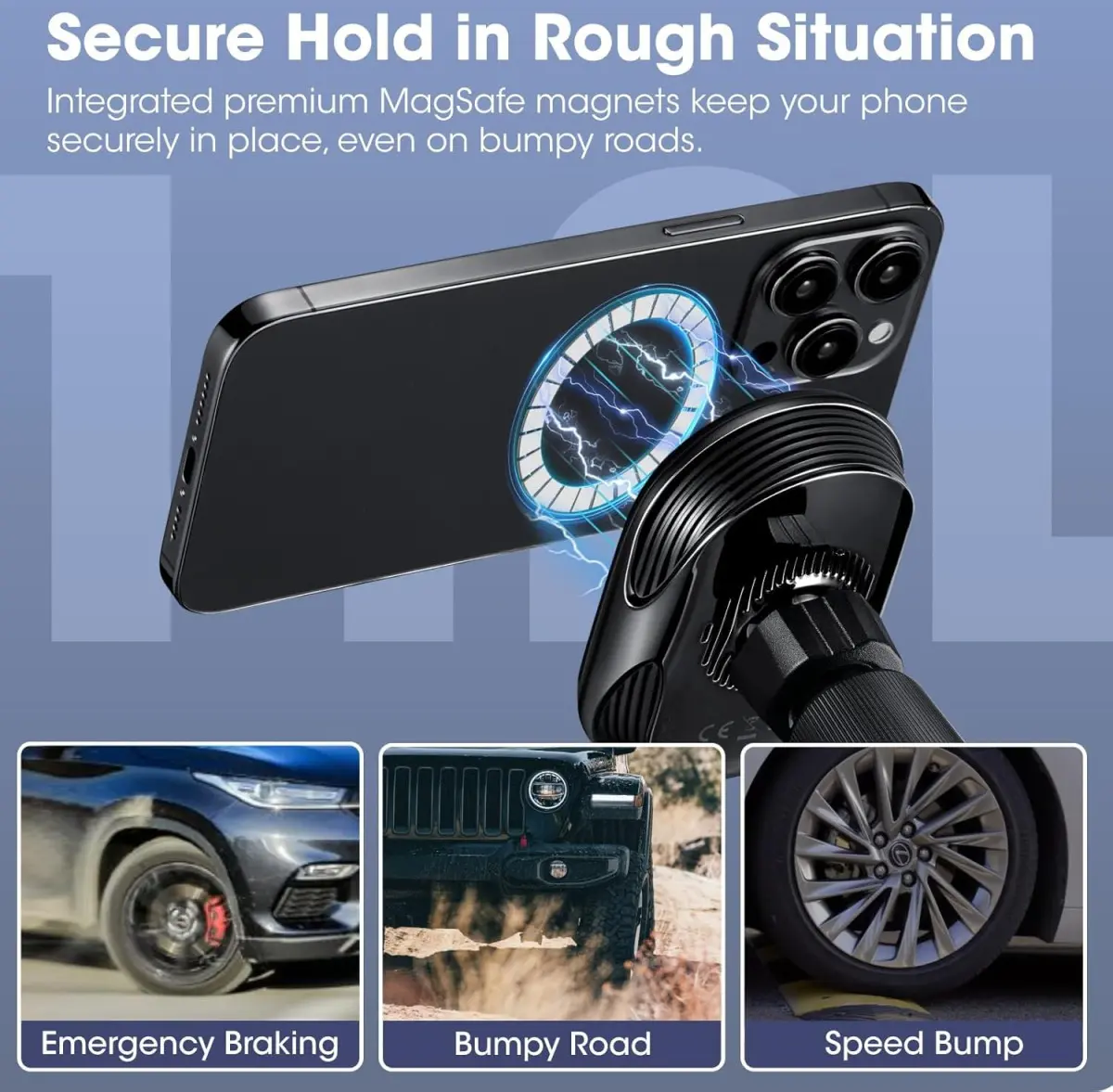 PITAKA MagEZ Car Mount Pro 2 Qi2 (15W) MagSafe Telefoonhouder Auto Zwart afbeelding 8