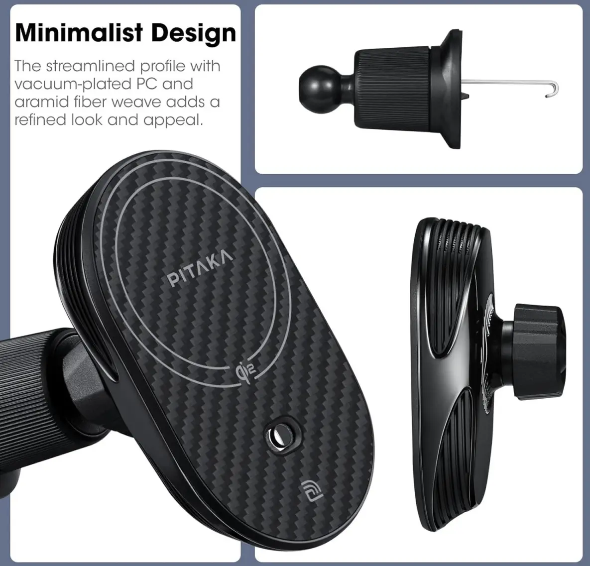 PITAKA MagEZ Car Mount Pro 2 Qi2 (15W) MagSafe Telefoonhouder Auto Zwart afbeelding 10