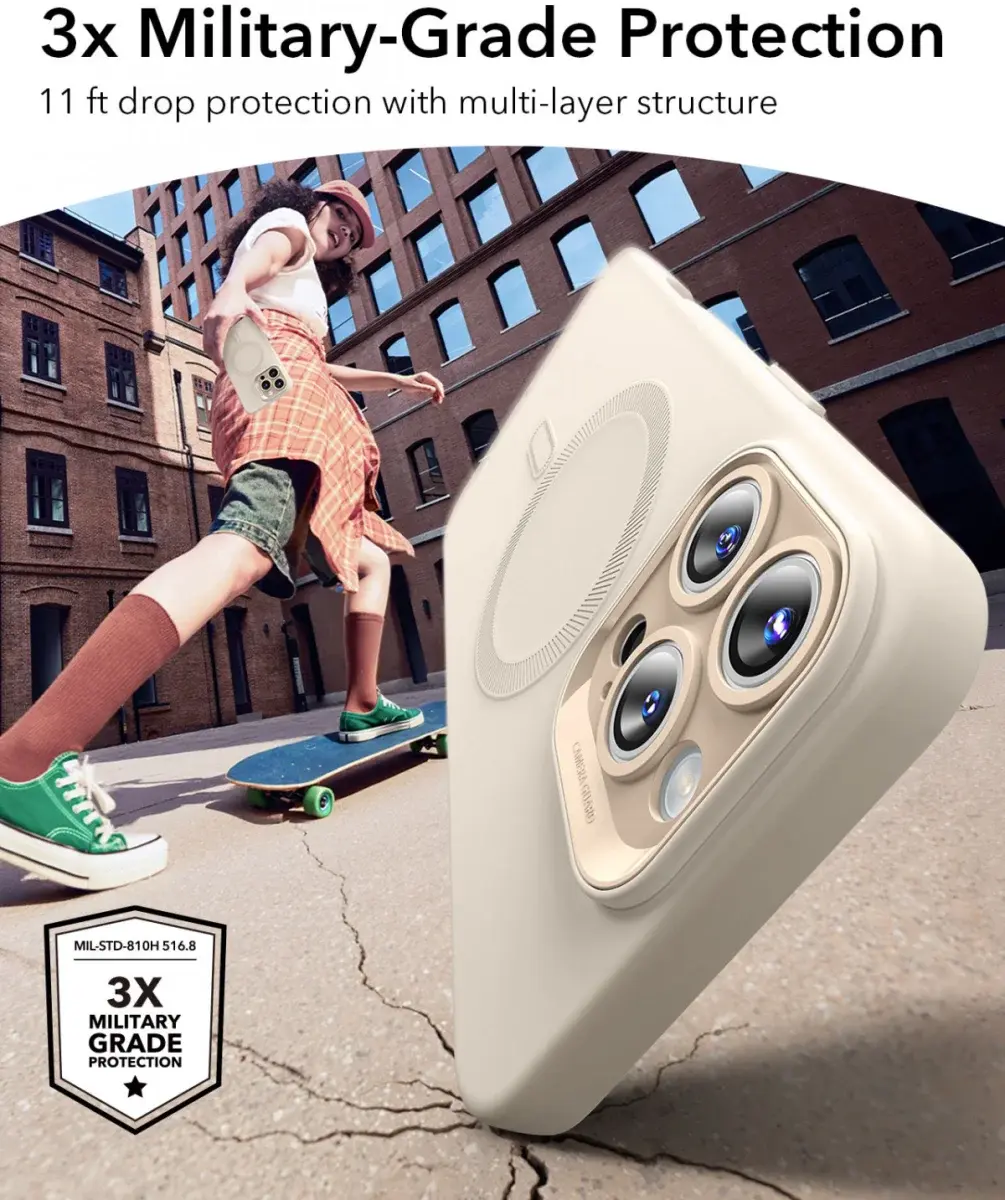 ESR Cloud Soft HaloLock Apple iPhone 16 Pro Hoesje MagSafe Beige afbeelding 2
