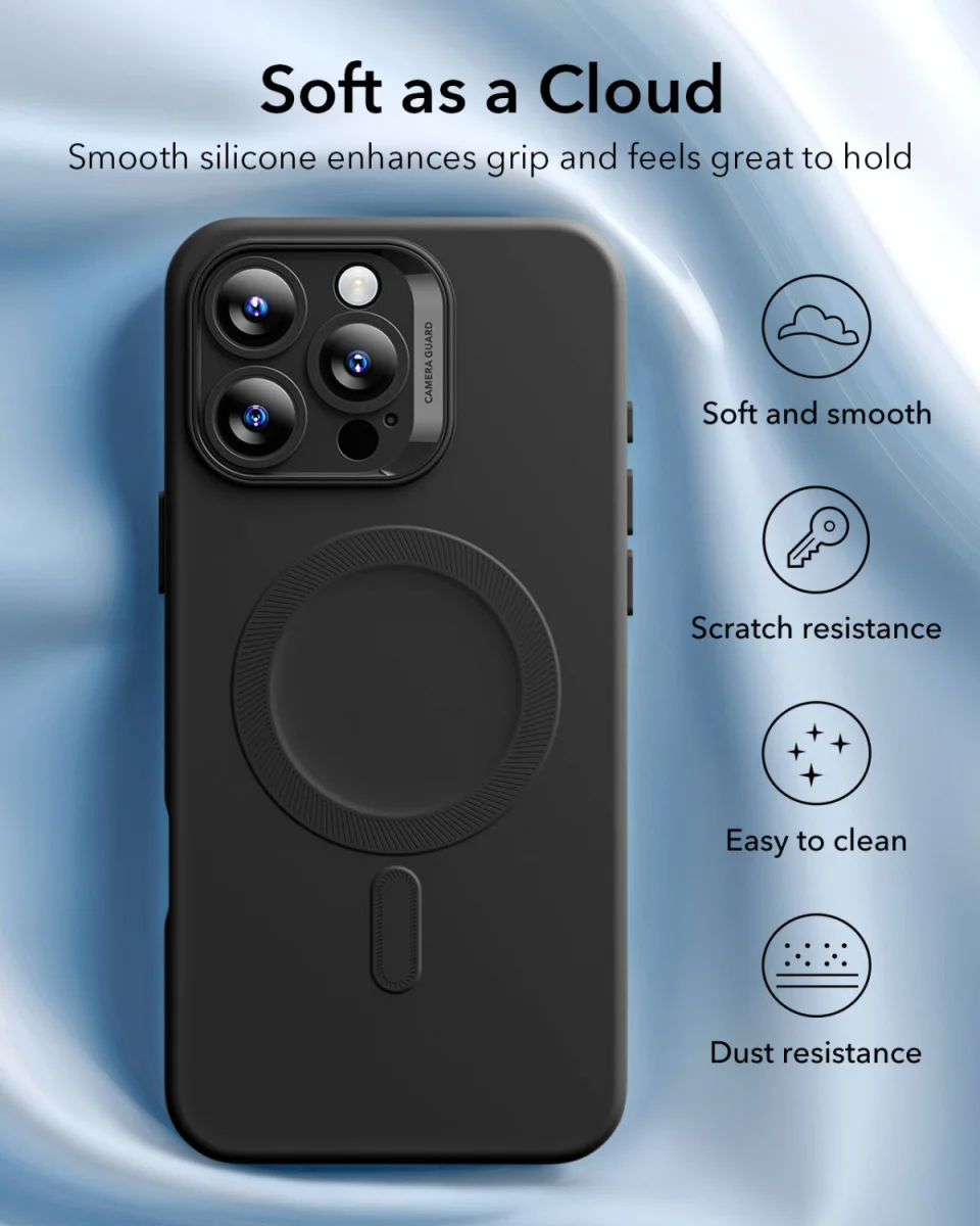 ESR Cloud Soft HaloLock Apple iPhone 16 Pro Hoesje MagSafe Zwart afbeelding 3