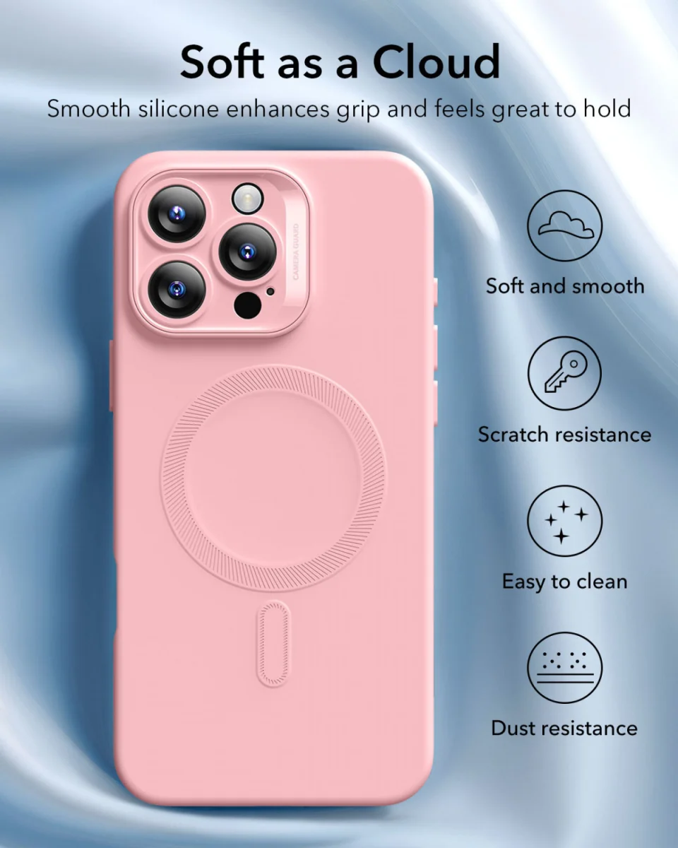 ESR Cloud Soft HaloLock Apple iPhone 16 Pro Max Hoesje MagSafe Roze afbeelding 3