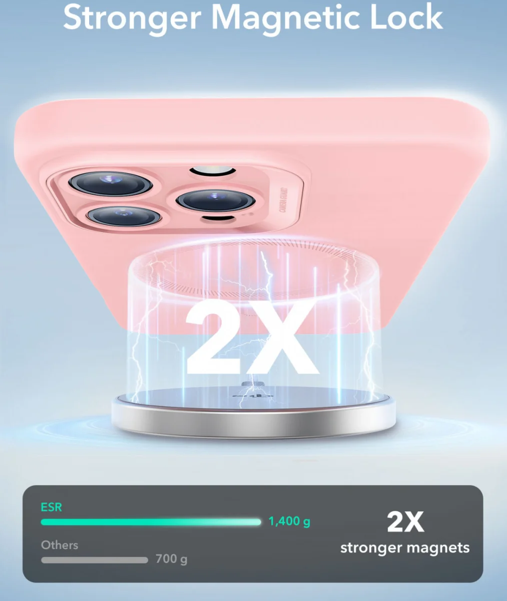 ESR Cloud Soft HaloLock Apple iPhone 16 Pro Max Hoesje MagSafe Roze afbeelding 4