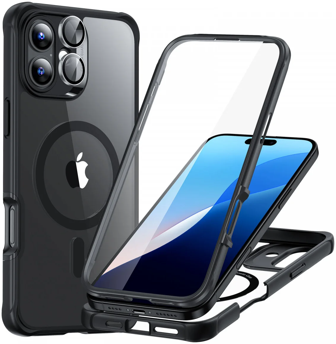 ESR Armor Tough Apple iPhone 16 Plus Hoesje MagSafe Transparant Zwart afbeelding 1