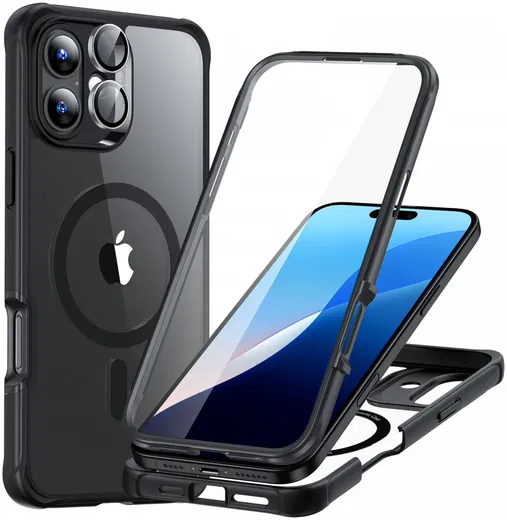 ESR Armor Tough Apple iPhone 16 Plus Hoesje MagSafe Transparant Zwart afbeelding 1