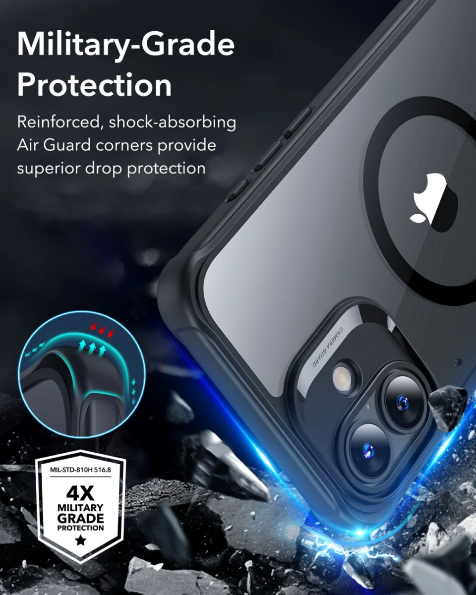 ESR Armor Tough Apple iPhone 16 Plus Hoesje MagSafe Transparant Zwart afbeelding 2