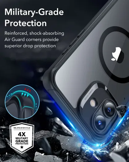 ESR Armor Tough Apple iPhone 16 Plus Hoesje MagSafe Transparant Zwart afbeelding 2